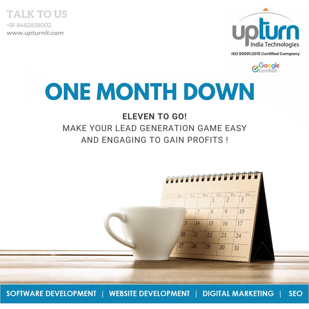 🗣️💬 TALK TO US at Upturn India Technologies 🚀 +91 8482838002. ONE MONTH DOWN, ELEVEN TO GO! Make your lead generation game easy and engaging to gain PROFITS! 💰📈 #UpturnIndia #TechTalks #LeadGenerationPro #ProfitableBusiness #BusinessBoost #EngageAndWin #DigitalSuccess