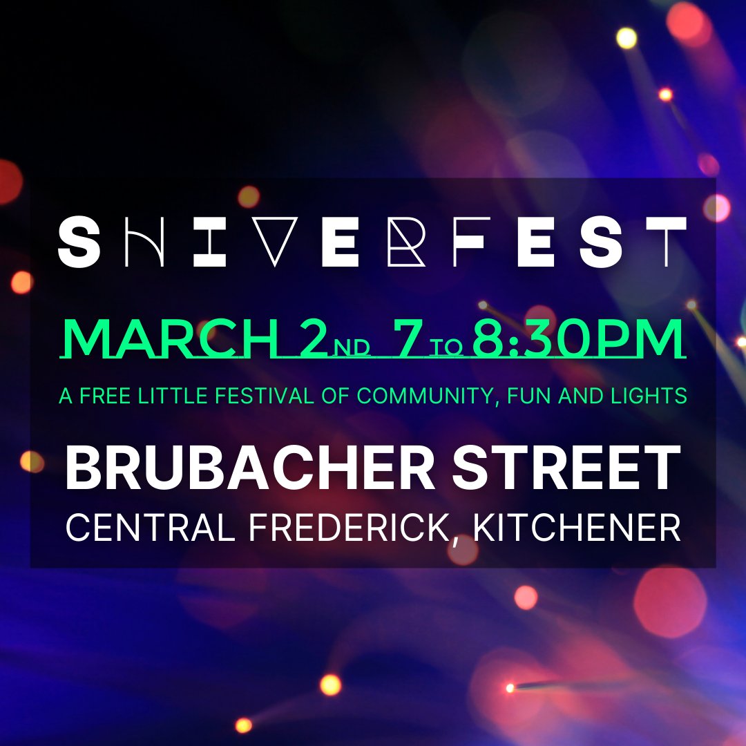 A free little festival of community, fun, and lights! 🩵

Join us this Saturday on Brubacher Street from 7-8:30 for a self-guided walking tour of illuminated art installations