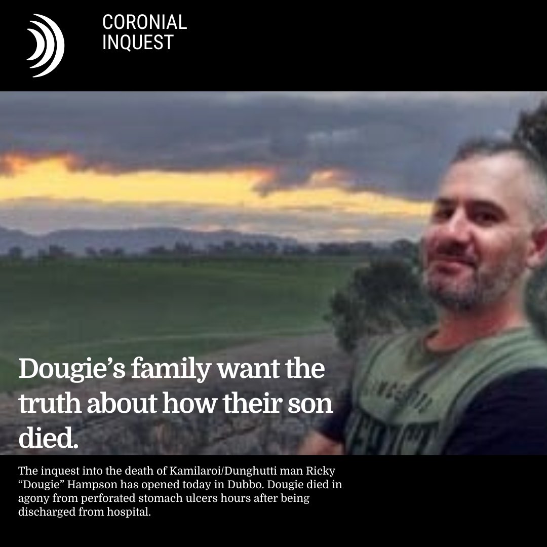 BREAKING NEWS: Today a major inquest is taking place in #Dubbo, into the death of Kamilaroi/Dunghutti man Ricky 'Dougie' Hampson, who died in agony after being discharged from hospital.

Subscribe for updates on this important case: justice.org.au

#firstnationsjustice
