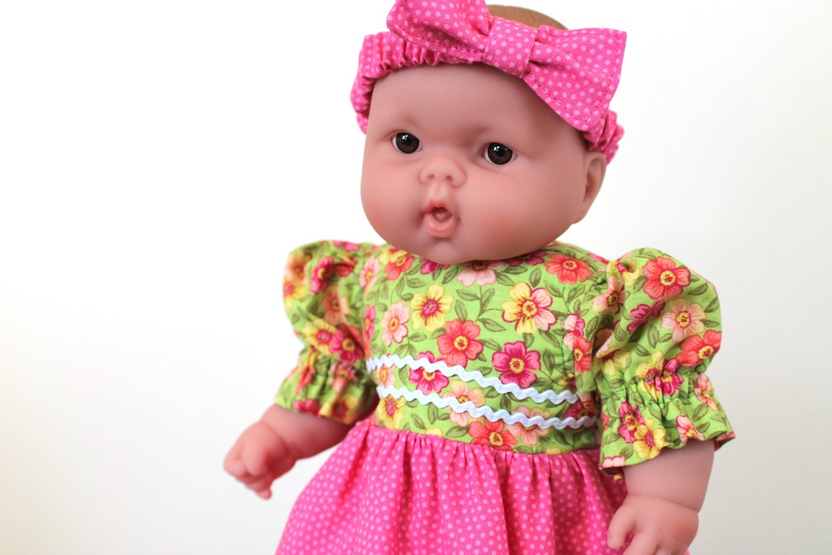 Pink & Yellow Floral Baby Doll Dress, 2 Piece Gift Set with Dr by HandiworkinGirls etsy.me/3IapF4y via @Etsy #shopsmall #SMILEtt23 #dolldress