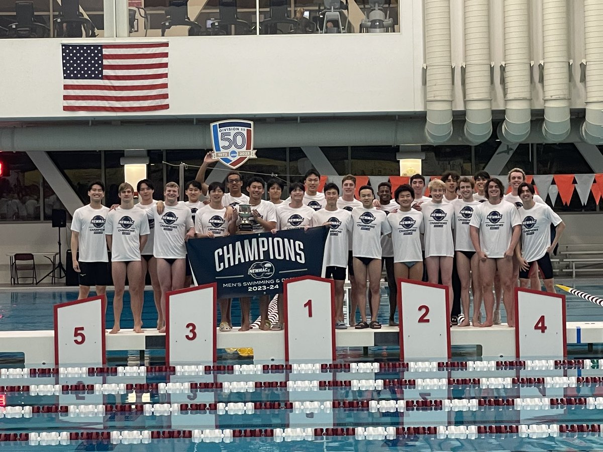 The 2023-2024 NEWMAC Men’s Swimming and Diving Champions, @MITAthletics!