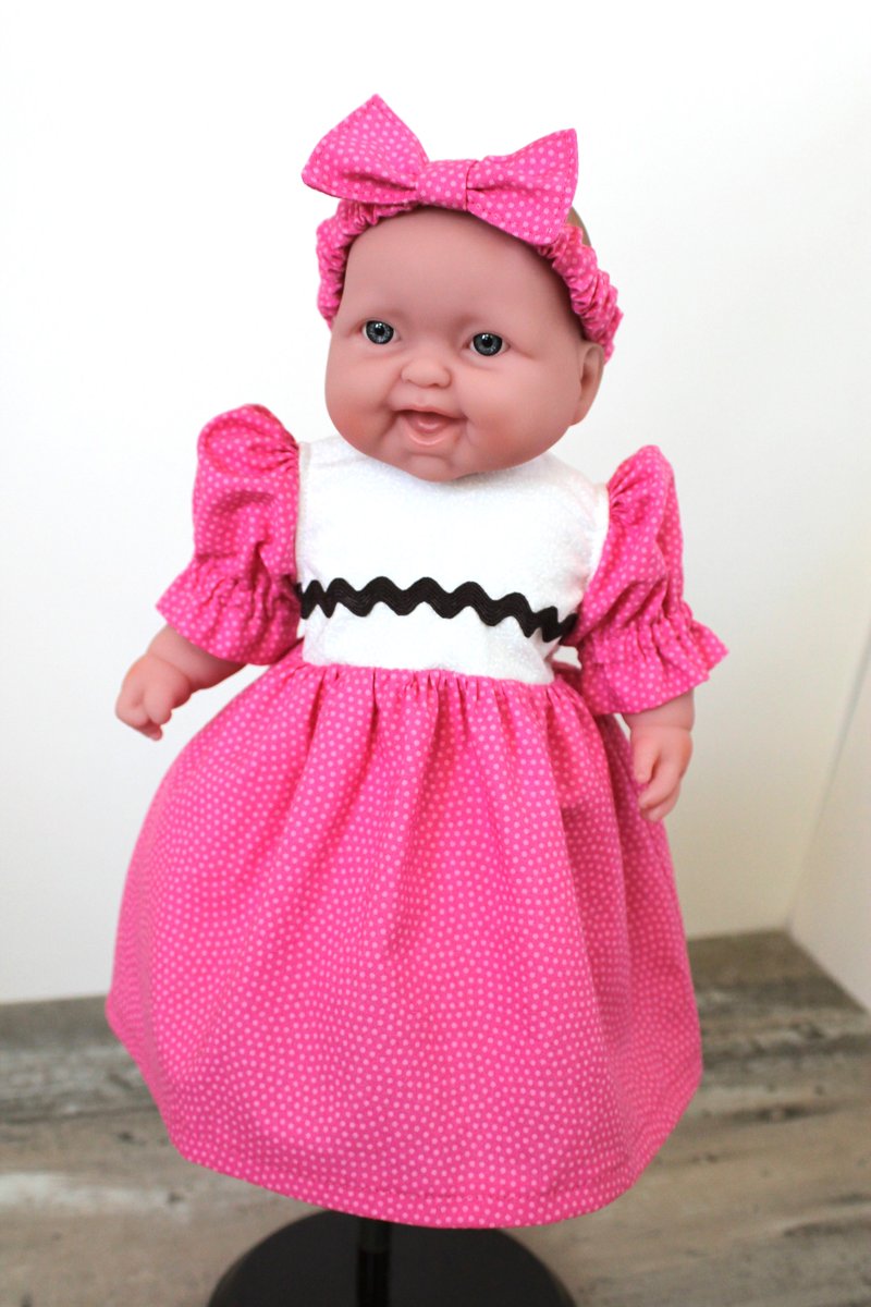 Fuchsia Pink Baby Doll Dress, 2 Piece Gift Set with Dress and by HandiworkinGirls etsy.me/3STHtFX via @Etsy #SMILEtt23 #gifts #EasterDresses #Easter #dolldress