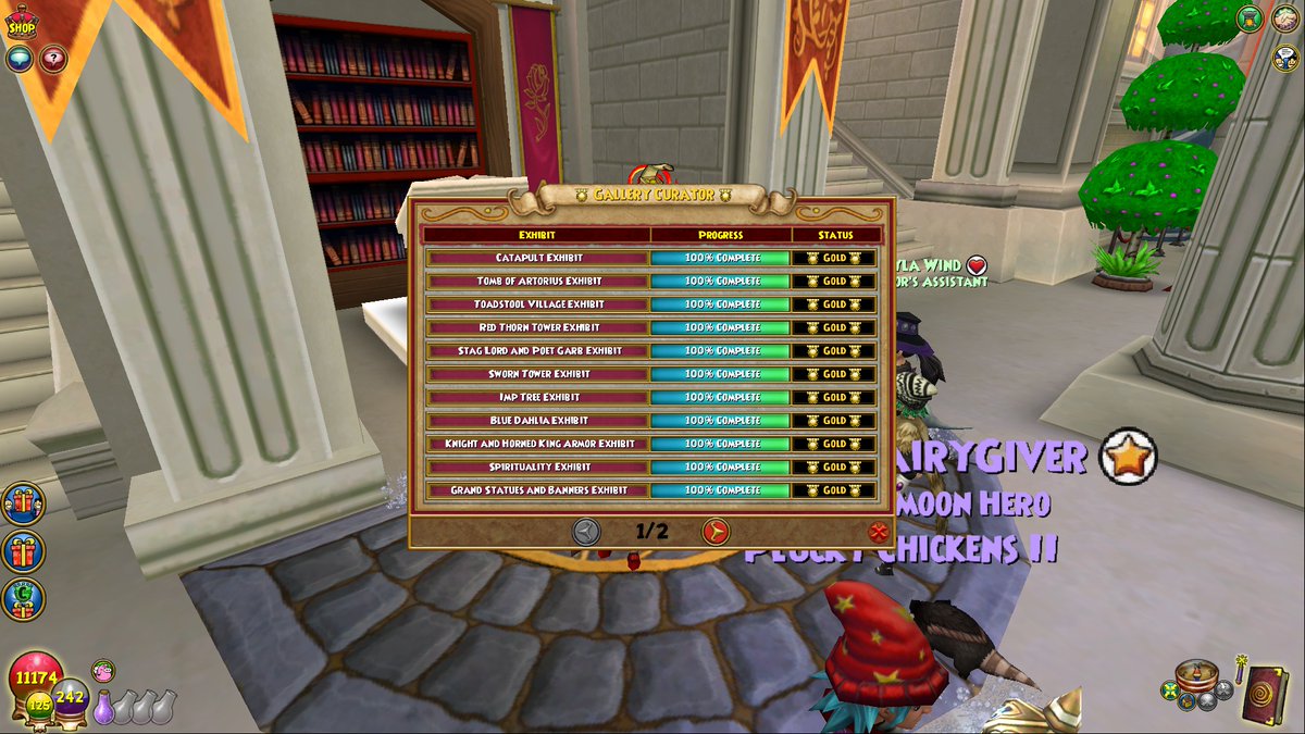 PluckyChickens's tweet image. 🥇MUSEUM COMPLETE🥇

Our Chickens met up one last time for the Avalon Museum grind and we OFFICALLY finished it! All exhibits are at 100% and on GOLD! 

Thanks to all #PluckyChickenGuild members for helping out throughout all the sessions! 

Here's to the next Gallery!
@Wizard101