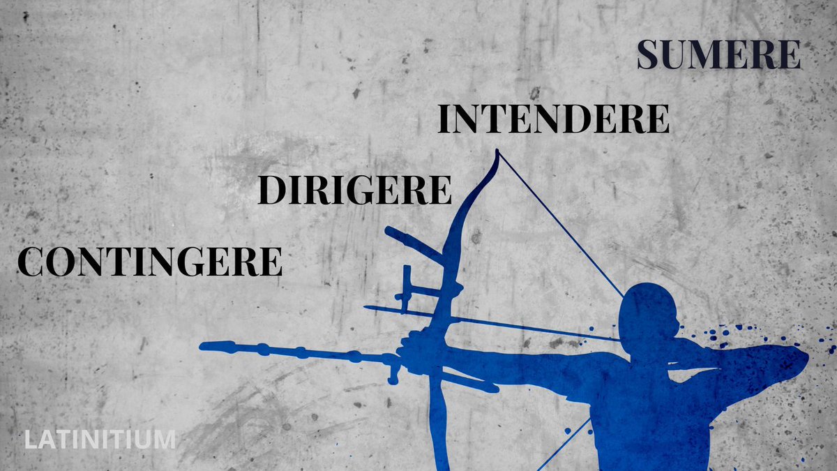 Verbs pertaining to archery to be distinguished are:
 "sumere" - pick up, "intendere" - to draw, "dīrigere" - to aim, "contingere" - to hit.
"Sagittā contingere" - hit with an arrow.
The ablative (sagittā) is used to answer the question "with what are you performing the action?"
