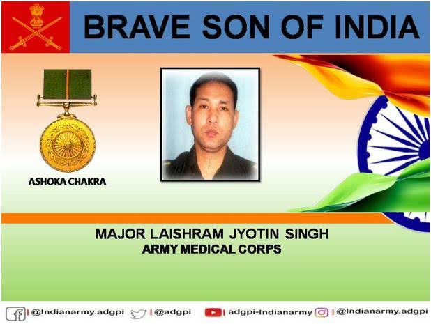 Our Doctors Are Also Fighters.

Join me in saluting Major Laishram Jyotin Singh #AshokaChakra Who Sacrificed His Life Fighting a Terrorist in #Kabul on This Day in 2010.

Jai Hind 🇮🇳

#Manipur #Afghanistan #IndianArmy