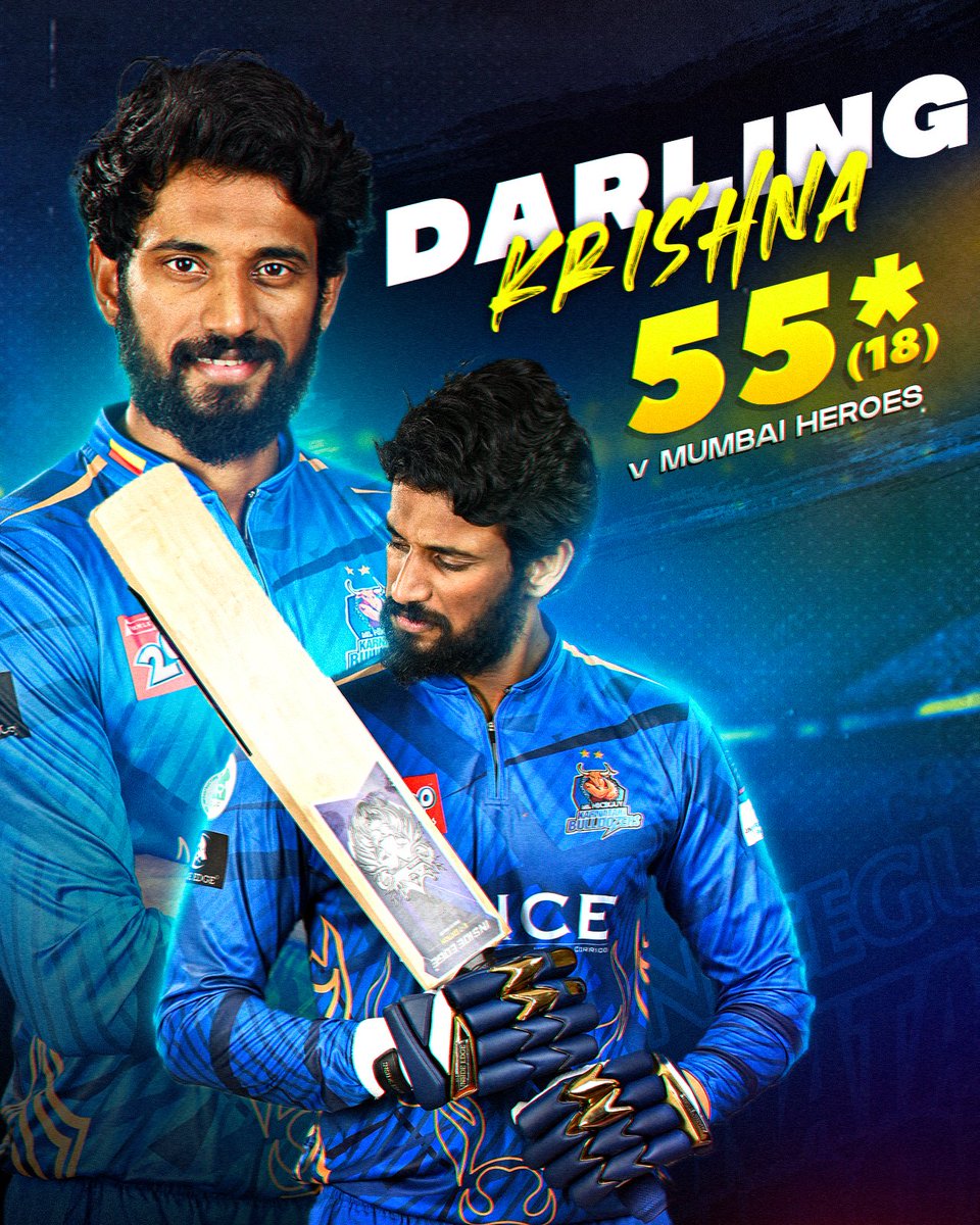 @darlingkrishnaa's stunning 55 off just 18 balls, a game-changing performance that secured our victory against Mumbai Heroes. #karnatakabulldozers #celebritycricketleague #ccl #ccl2024