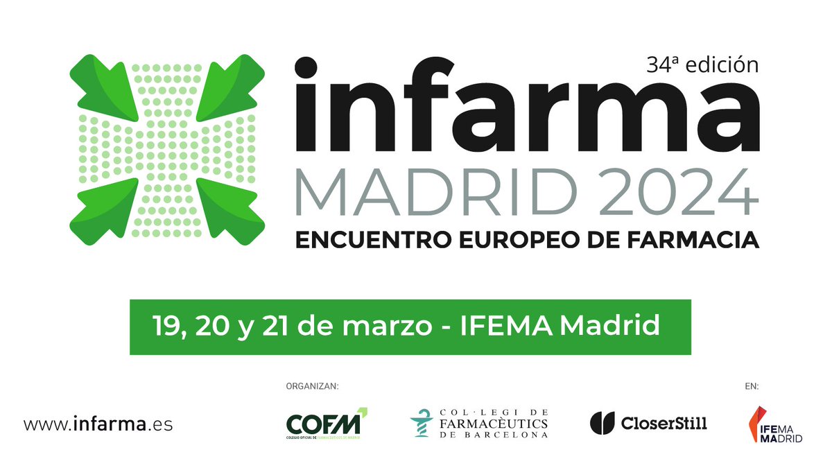 Laboratorios Viñas (@labvinas) on Twitter photo Empieza la cuenta a atrás para <a href="/infarma_salon/">Infarma Salón</a> 😊
¡Te esperamos del 19 al 21 de marzo en el pabellón 3 de <a href="/IFEMA/">IFEMA MADRID</a> ! #infarma #infarma2024 Empieza la cuenta a atrás para <a href="/infarma_salon/">Infarma Salón</a> 😊
¡Te esperamos del 19 al 21 de marzo en el pabellón 3 de <a href="/IFEMA/">IFEMA MADRID</a> ! #infarma #infarma2024