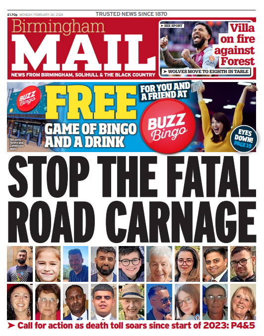 Entirely had enough of the people driving on West Mids roads putting everyone else at risk in their tonnes of metal. We report on it every day - the latest person killed for having the temerity to cross the road. I think it is time we start calling it out much, much, better.