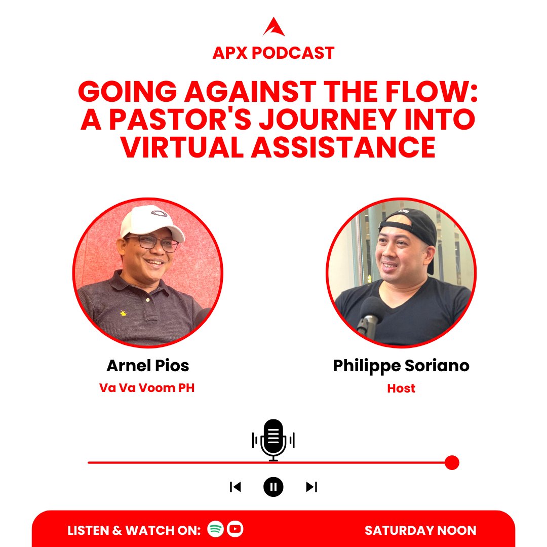 apxphilippines's tweet photo. Going against the flow: A Pastor's Journey into Virtual Assistance
Tune in to the APX Podcast NOW!
https://t.co/faAoec9x5G
#APX #APXPH #APXVA #VA #VirtualAssistant #VAinPH #APXPodcast #Podcast #Spotify #Youtube #explorepage #virals #trending #foryou #fyp https://t.co/AQrR5zuJFM