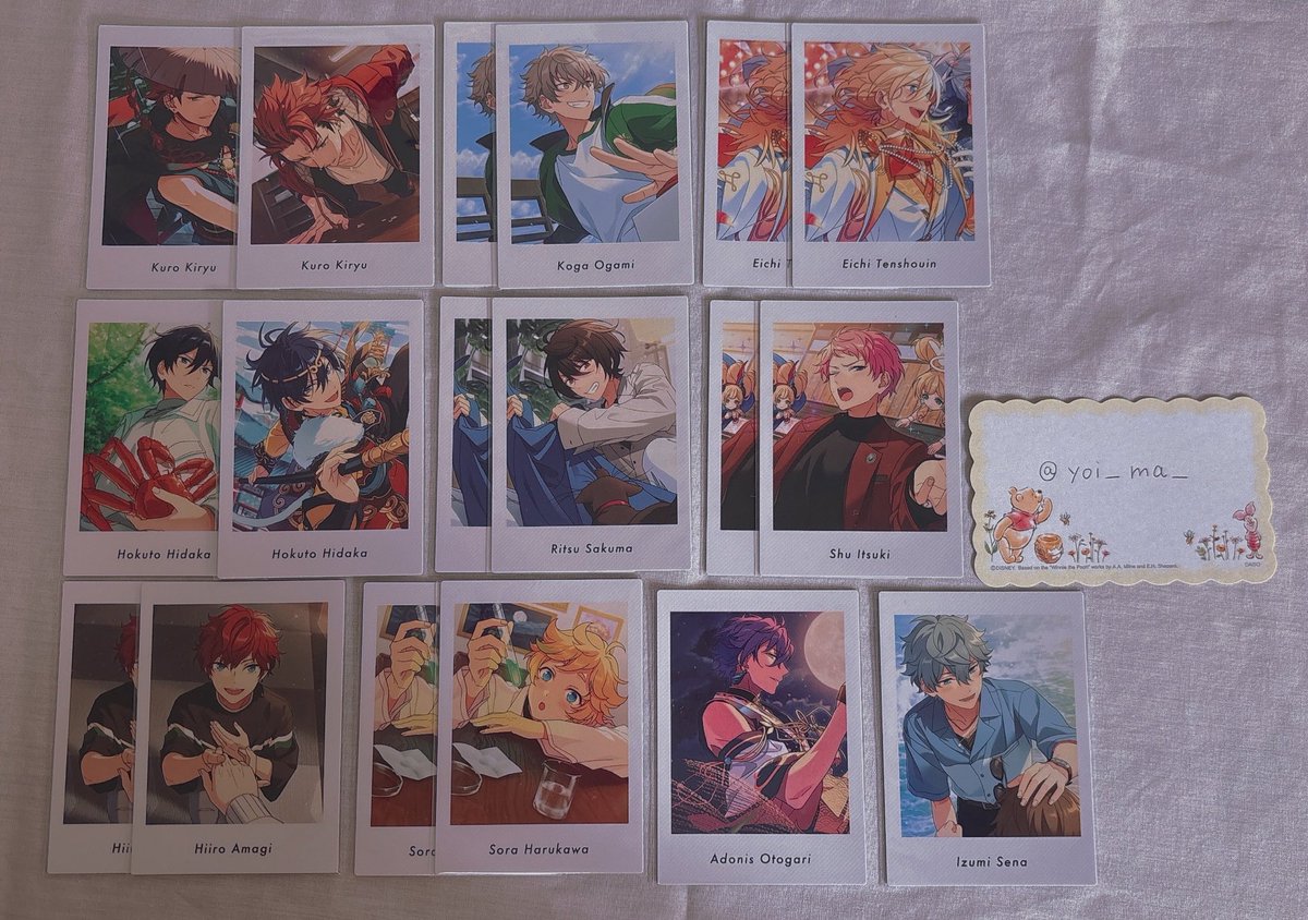 yoi_ma_'s tweet photo. あんスタ ぱしゃこれ 交換

譲→画像のもの(紅郎、英智、北斗、凛月、宗、一彩、宙、アドニス、瀬名)

求→画像二枚目

検索からでもお気軽にお声掛けください。
また他にもぱしゃこれ、ぱしゃっつ等随時交換を出すので推しのキャラがいて交換可能であればそちらもお声掛けくださると嬉しいです☘️ https://t.co/mE3qiqp7jM