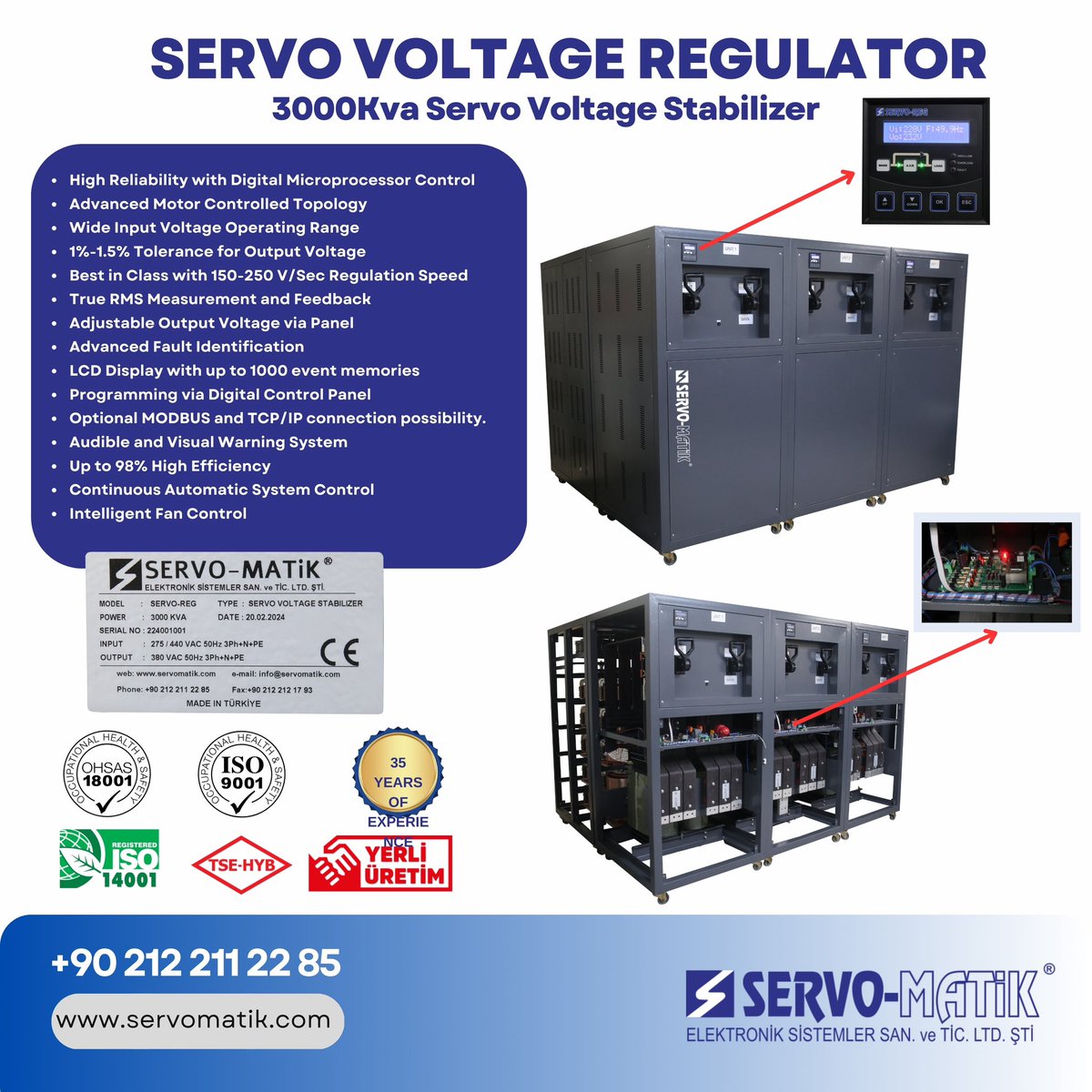 servomatik's tweet image. 3000Kva Servo Voltaj Regülatorü

3000Kva Servo Voltage Stabilizer

Stabilisateur de Tension SERVO 3000Kva

مثبت الجهد سيرفو 3000 كيلو فولت أمبير 

#servomatik #imalat #ups #stabilizer #stabilizers #regulators #batteries #solarpower #onlineups #kesintisizgüçkaynağı #ups #turkey