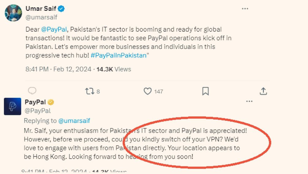KaliwalYam's tweet photo. عمر سیف کو PayPal کا ریپلائی، پہلے اپنا VPN بند کرو کیونکہ اس وقت تمہارا لوکیشن ہانگ کانگ شو ہورہا ہے 

اسے کہتے ہیں انٹرنیشنل بے عزتی 😂 https://t.co/mdVg2PqfjO