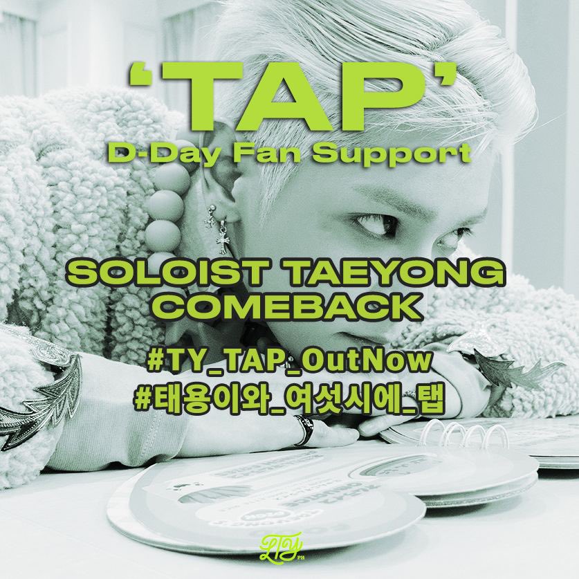NCT_TAEYONGPH's tweet photo. [STAFF POST] TyongFs! It's finally release day! 💚

An hour to go before #TAEYONG's most awaited comeback with his second mini album 'TAP'! The music video will also be released at the same time. 😍

Let us tweet! 💿

SOLOIST TAEYONG COMEBACK
#TY_TAP_OutNow
#태용이와_여섯시에_탭 https://t.co/UMJ0TeMLbK
