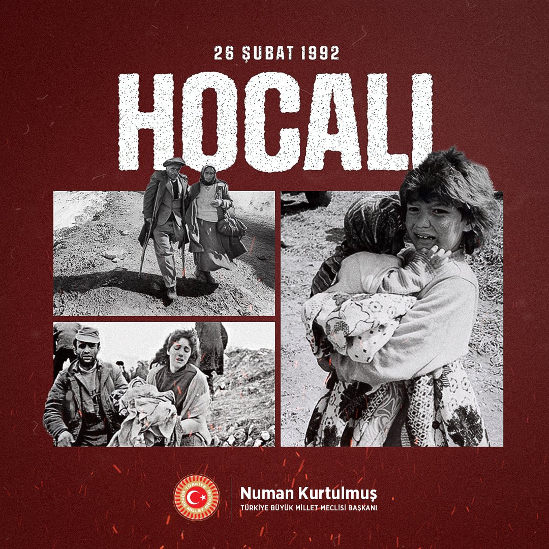 26 Şubat 1992 günü Ermeniler tarafından Hocalı'da çocuk, yaşlı, kadın demeden şehid edilen kardeşlerimizi rahmetle anıyor, Azerbaycan halkının acısını yürekten paylaşıyorum.

Tüm dünya, insanlığa karşı işlenen bu suçun mağdurlarını yok saysa da, onlar daha çok var olacak.