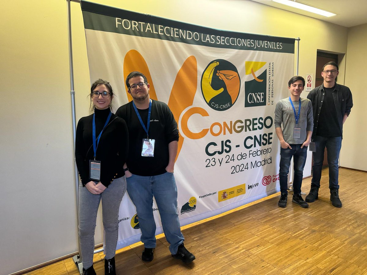 faxpg's tweet photo. 💪 Este fin de semana se celebraron en Madrid la Asamblea General y el V Congreso de la @CJSCNSE
La juventud sorda de Galicia estuvo representada por nuestros/as delegados/as: Nikolas Gushchin (#Asorlu), Jose Andrade (@anpanxoga), Alberto Sampedro y Camino Muñiz-Alique (FAXPG). https://t.co/PZzvz1OZZC