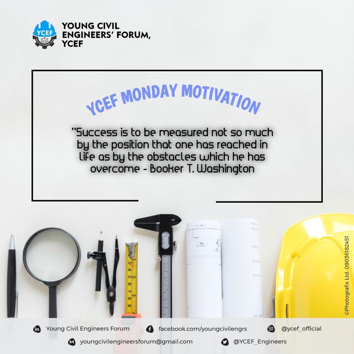 officialycef's tweet photo. #YCEFMondayMotivation : "Success is to be measured not so
much by the position that one has reached in life as by the obstacles which he has overcome" - Booker T. Washington

Continue to break obstacles, the more obstacles you break, the more success you have achieved #YCEF https://t.co/p5XWZDZ0Sc