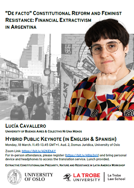 Join us for the hybrid keynote lecture 'De Facto' Constitutional Reform and Feminist Resistance: Financial Extractivism in Argentina on March 18 from 11:45 to 13:45 (GMT+1) . For details on the event, visit this webpage: jus.uio.no/smr/english/ab…