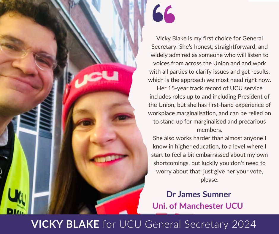 Morning. Today is the last safe-as-in-safe posting date for @ucu voting forms. I'm giving Vicky Blake @zenscara my first preference for Gen Sec, as are all the people at vickyblakeucu.uk/endorsements/, which I'd advise you to take a look at. #Vicky4GS