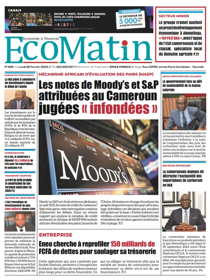 Moody’s et S&P ont-ils été sévères en déclassant, en août 2023, les notes de crédits du Cameroun? Sept mois après, cette interrogation continue d’alimenter les débats. Dans un récent rapport qui analyse la notation de crédit ...

#Cameroun #Finance #notation @MoodysInvSvc