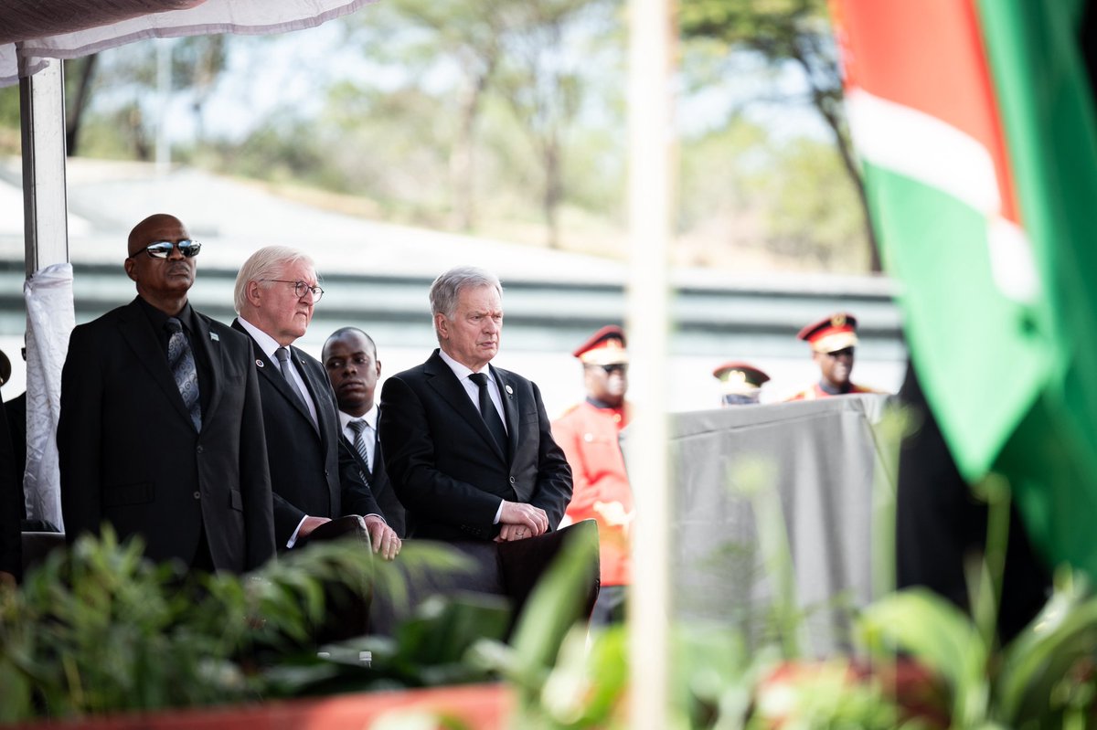 President Steinmeier attended the funeral of the late President Dr Hage Geingob at the Heroes Acre before returning to Germany.