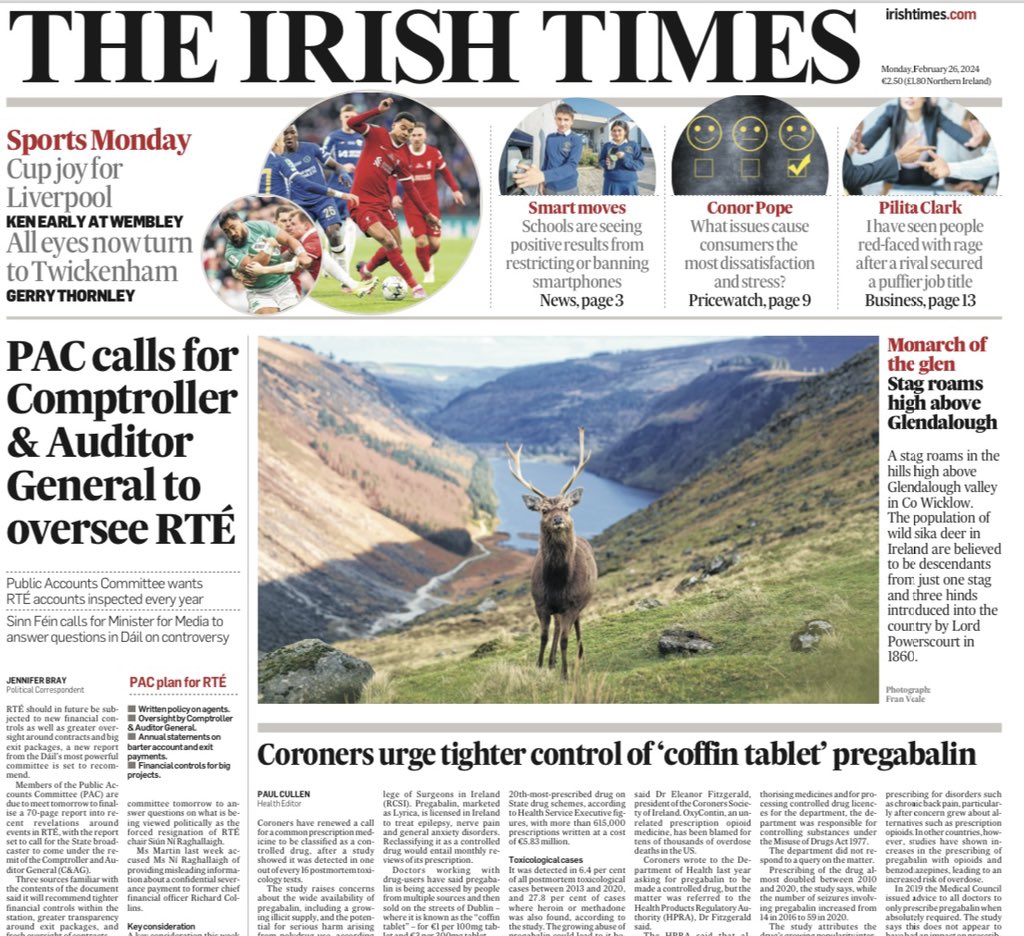 Wonderful photograph by Fran Veale 📸 A stag roams in the hills high above Glendalough valley in Co Wicklow.
The population of wild sika deer in Ireland are believed to be descendants from just one stag and three hinds introduced into the country by Lord Powerscourt in 1860.
