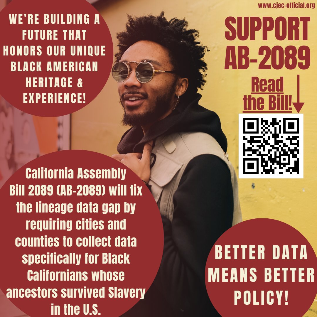 When you can see our community, you can serve our community. California residents whose ancestors were emancipated from Chattel Slavery in the U.S. are a specific group of people with a unique experience and specific needs. @cjecofficial #datamatters #supportAB2089 #lineage