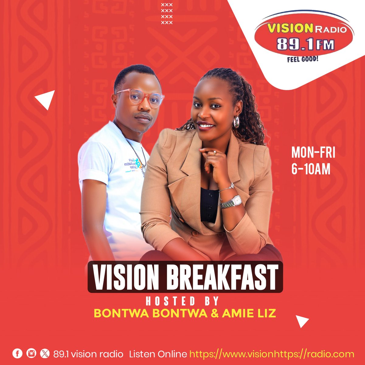 visionradio891's tweet image. Wake Up!!!!!!!!!!!!!!!
V.fast Monday :26/02/024
ON AIR NOW: #Vision Breakfast show.
Mon-Fri-6am-10am With LIZ ,Bontwa.
#Freshweek 
#NEWYEA2024
@amumpaire_liz
@BBontwa