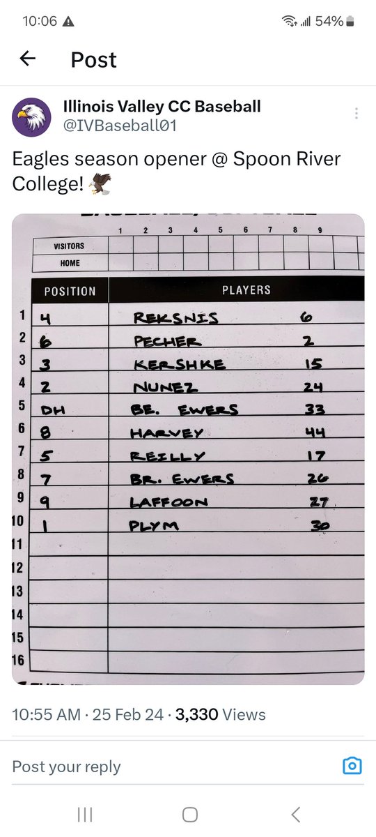 Former KC Phantom Matthew Reksnis in the opening day lineup for IVCC. We see you, Matty Reks