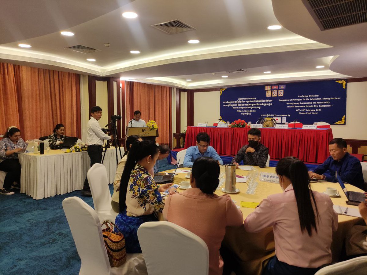 Today marks the kickoff of our Co-Design Workshop, bringing Gov't officials & NGOs🤝to develop #prototypes for information-sharing platforms in Banlung, Kampong Cham & Siem Reap municipalities. @UNDP & 🇯🇵work towards strengthening transparency & accountability in #LocalGovernance