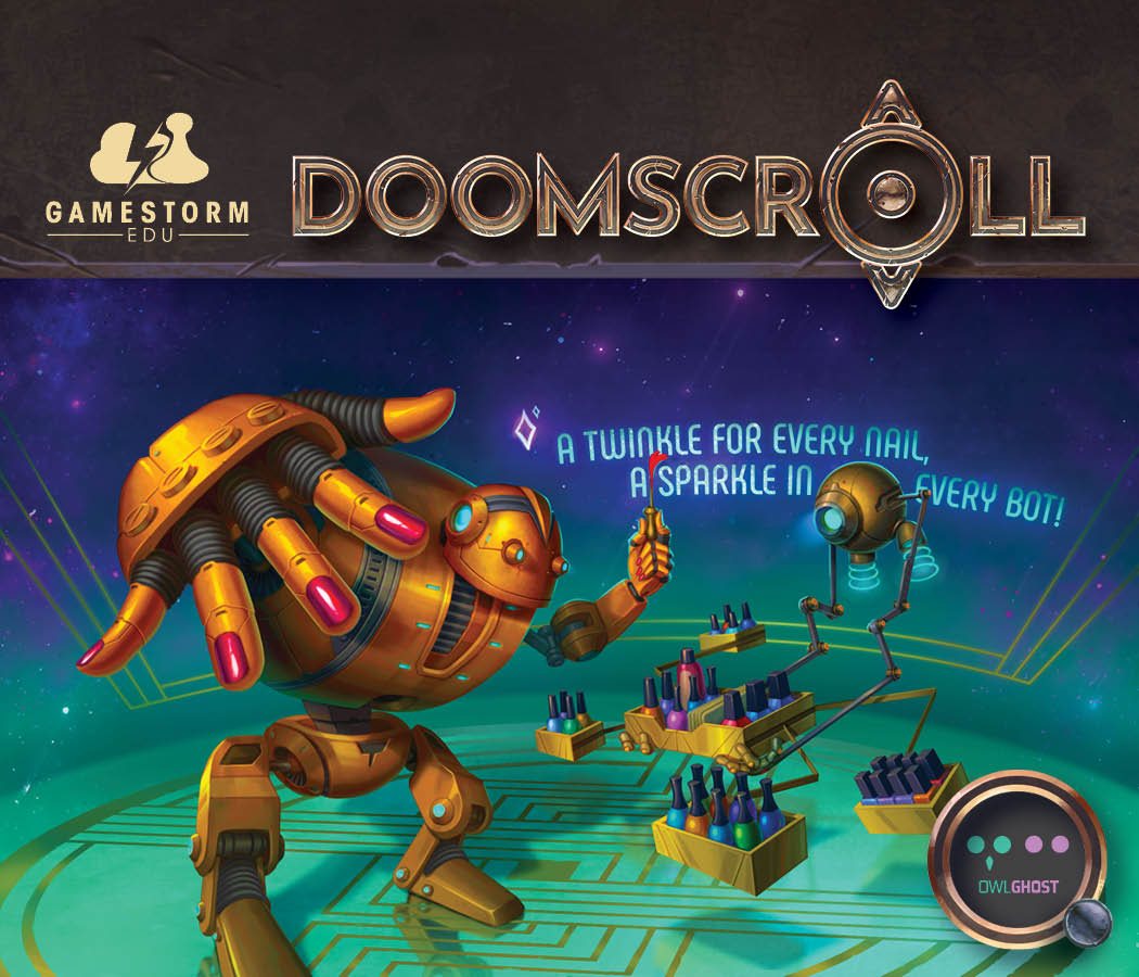 RachelWanArt's tweet photo. I am no copywriter. So I do appreciate quirky dialogues. But the amount of cheesy taglines I had to churn out to find something suitable for a nail polish Ad catered to robots? NOT easy. 

'Doomscroll' is now LIVE on kickstarter!

@GameStormEDU  @OwlghostStudios 

#tabletopgames https://t.co/owoFRzr8vx