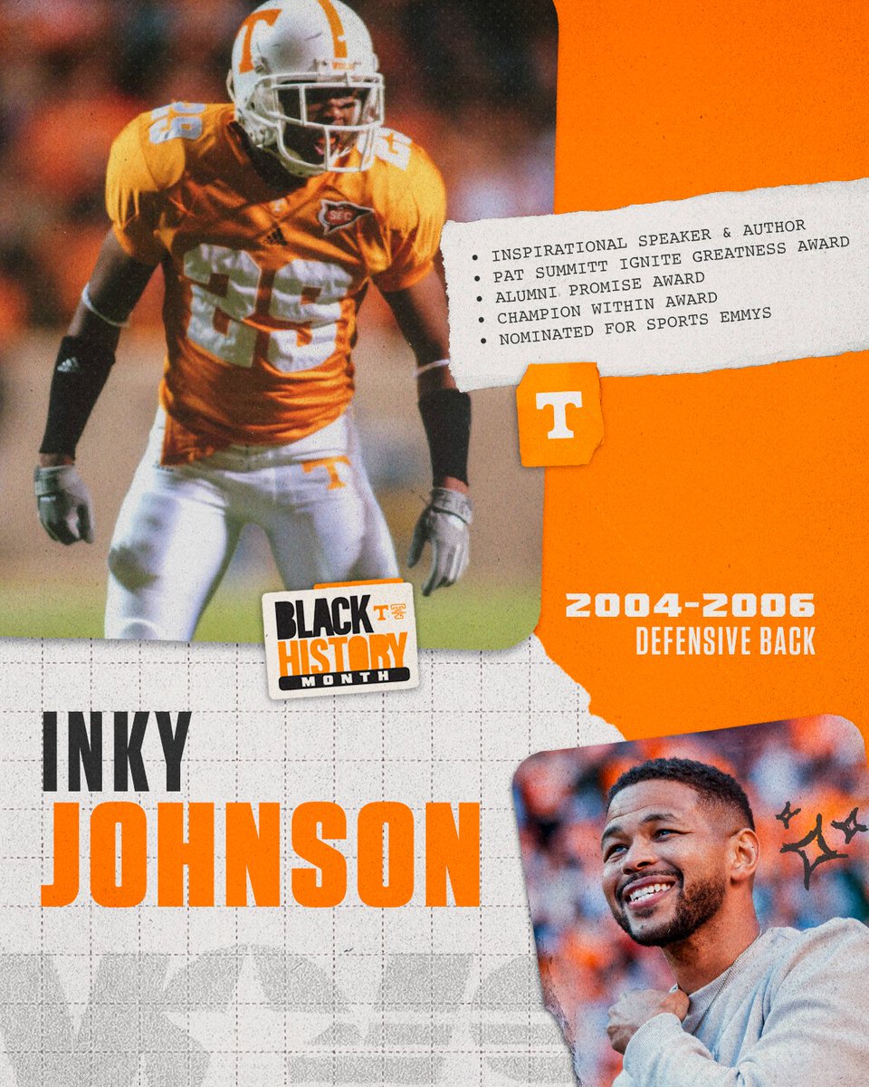Tennessee Football (@vol_football) on Twitter photo With his story of faith and perseverance, <a href="/inkyjohnson/">Inky Johnson</a> continues to inspire athletes and professionals alike.
A true #VFL.
#BlackHistoryMonth With his story of faith and perseverance, <a href="/inkyjohnson/">Inky Johnson</a> continues to inspire athletes and professionals alike.
A true #VFL.
#BlackHistoryMonth