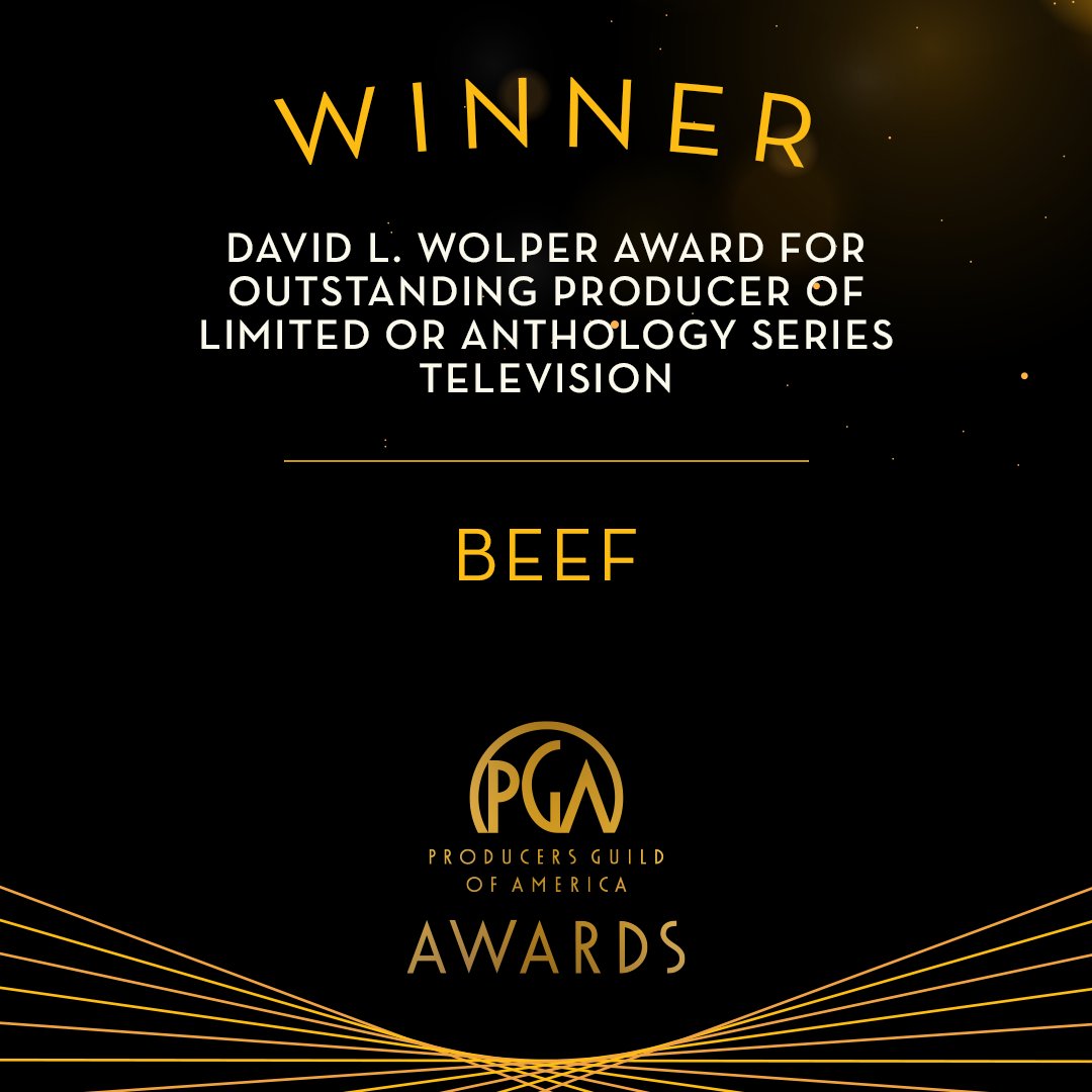 The David L. Wolper Award for Outstanding Producer of Limited or Anthology Series Television goes to BEEF. #PGAAwards