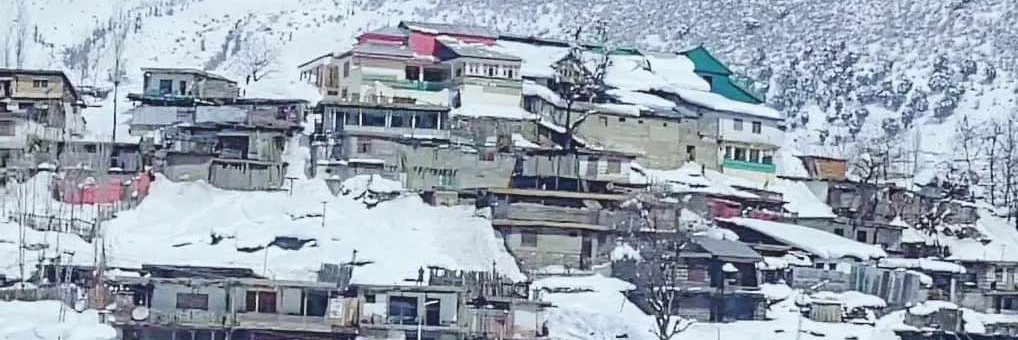 Village Thal after huge snowfall. Yet the whole area is white..