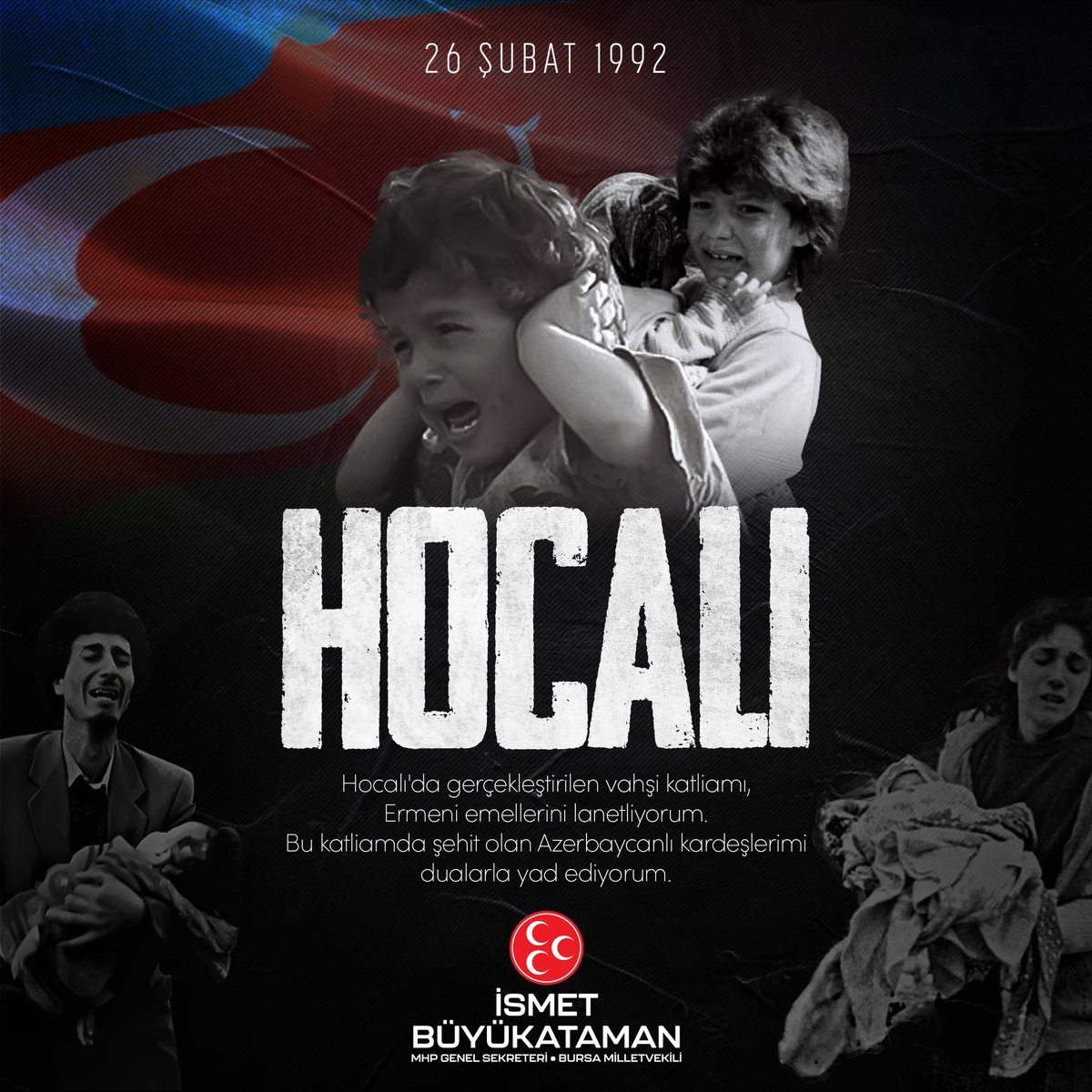 buyukataman's tweet photo. #26Şubat1992’de Hocalı'da gerçekleştirilen vahşi katliamı ve Ermeni emellerini lanetliyorum. 
Bu katliamda şehit olan Azerbaycanlı soydaşlarımızı rahmet ve  dualarla anıyorum.
#HocalıKatliami https://t.co/Iwd0l2lz2I