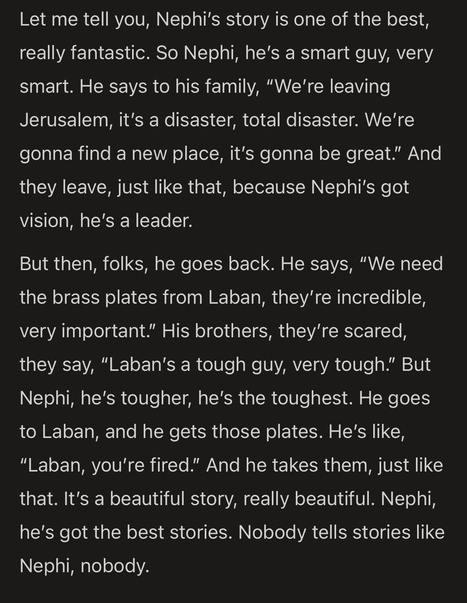 Hotchkiz's tweet image. My wife and I have been laughing all night asking AI to retell Book of Mormon stories in the style of Donald Trump.
I need to find a good AI voice generator.