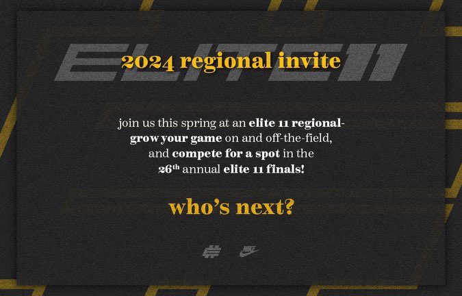 Blessed and thankful to be invited to the <a href="/Elite11/">Elite11</a> regional in Atlanta!  <a href="/cvhsftbl/">Cleveland Football</a> <a href="/Brandon_Hughes9/">Brandon Hughes</a> <a href="/Stumpf_Brian/">Brian Stumpf</a> @MohrRecruiting <a href="/QBC_Charlotte/">QB Country NC</a>