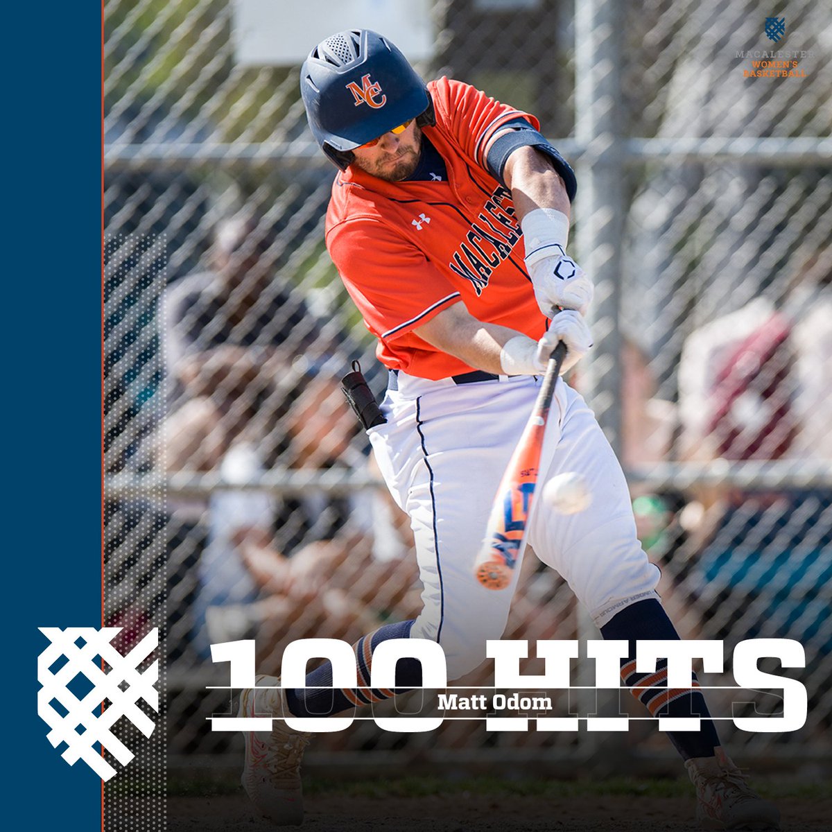 Congrats to Matt Odom, who registered his 100th career hit today for @macalesterbase. His 100th hit was an RBI triple against the University of Minnesota-Morris today. Go Scots! #GoScots #heymac