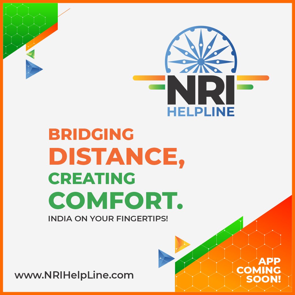 NRIHelpLine's tweet photo. Bridging Distances, Creating Comfort: Connect with us today and experience the embrace of home, no matter where you are. Visit our website at https://t.co/MxadBidQ2Q. Mobile app coming soon. Stay tuned!

#nri #nrihelpline #nriinvestments #nriservices #mobileapplication https://t.co/rcppsSfQ38