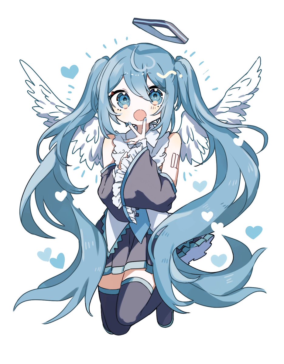 hatsune miku 1girl solo wings long hair twintails skirt heart  illustration images