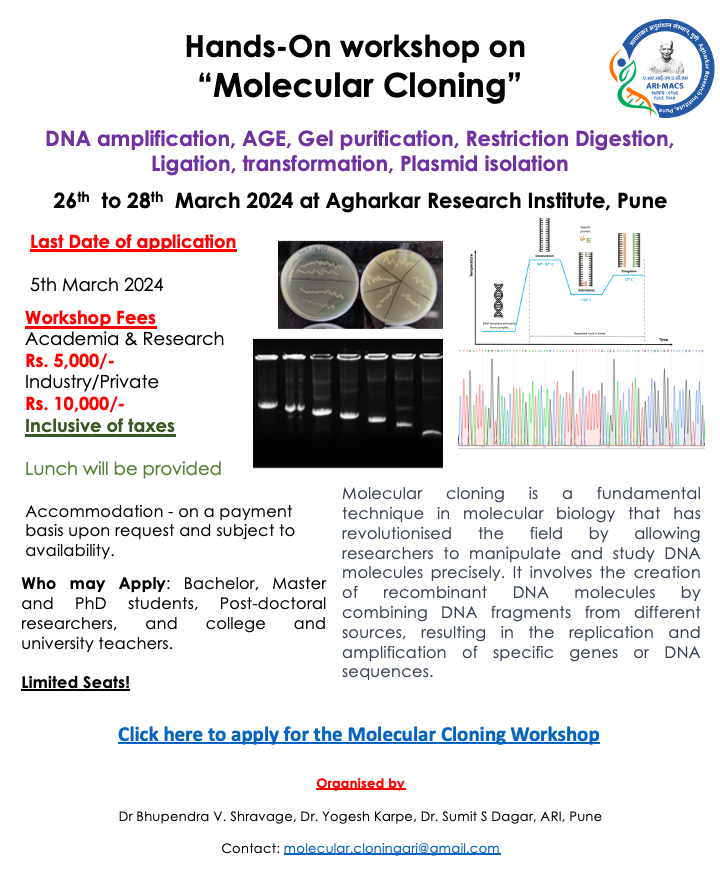 Don't miss this chance to elevate your expertise and unleash the power of molecular cloning! Limited seats are available. Register now to secure your spot! docs.google.com/.../1bCBugvysk…...