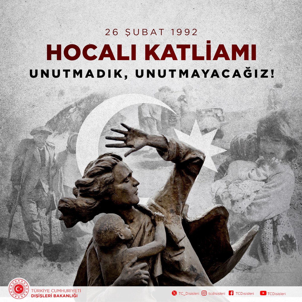 26 Şubat 1992’de Hocalı’da katledilen Azerbaycanlı kardeşlerimizin aziz hatıralarını saygı ve rahmetle yad ediyor, Can Azerbaycan’ın acısını yüreğimizin en derininde hissediyoruz. #TekMilletİkiDevlet @AzerbaijanMFA