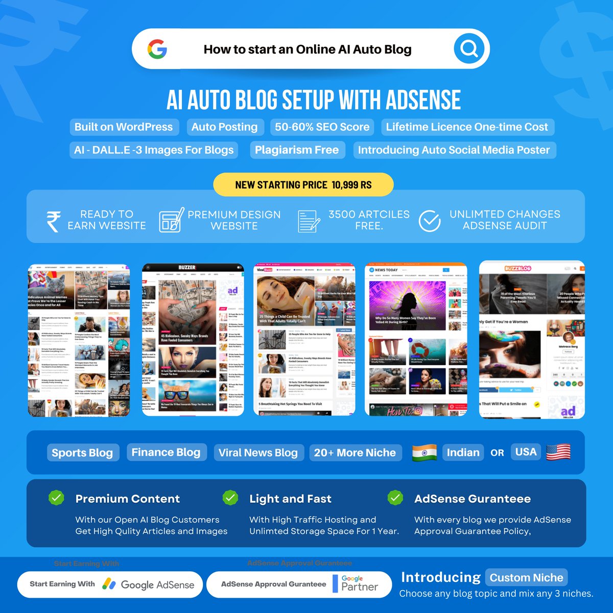 GetLaunchable's tweet photo. 🚀 Open AI Auto Blog Package Updated For 2024 🚨

💰 Price: 10999
📈 Total balance at delivery: 3500 posts!
🆓 Free Premium Themes
💸 Offer Price: ₹10999 + 10% Flat Cashback on UPI/Card (₹1099 Cashback)

Let us build your dream website! https://t.co/72NofUtCjW