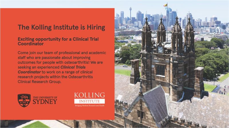 Our team is hiring a Clinical Trial Coordinator. If you're passionate about clinical trials and making a positive impact on #osteoarthritis research, this could be the perfect opportunity for you 😊

linkedin.com/jobs/view/3834…