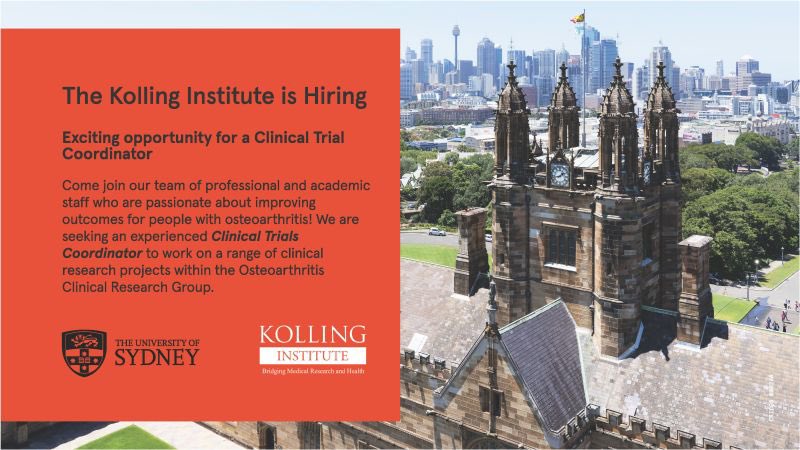 Our team is hiring a Clinical Trial Coordinator. If you're passionate about clinical trials and making a positive impact on #osteoarthritis research, this could be the perfect opportunity for you 😊 linkedin.com/jobs/view/3834…