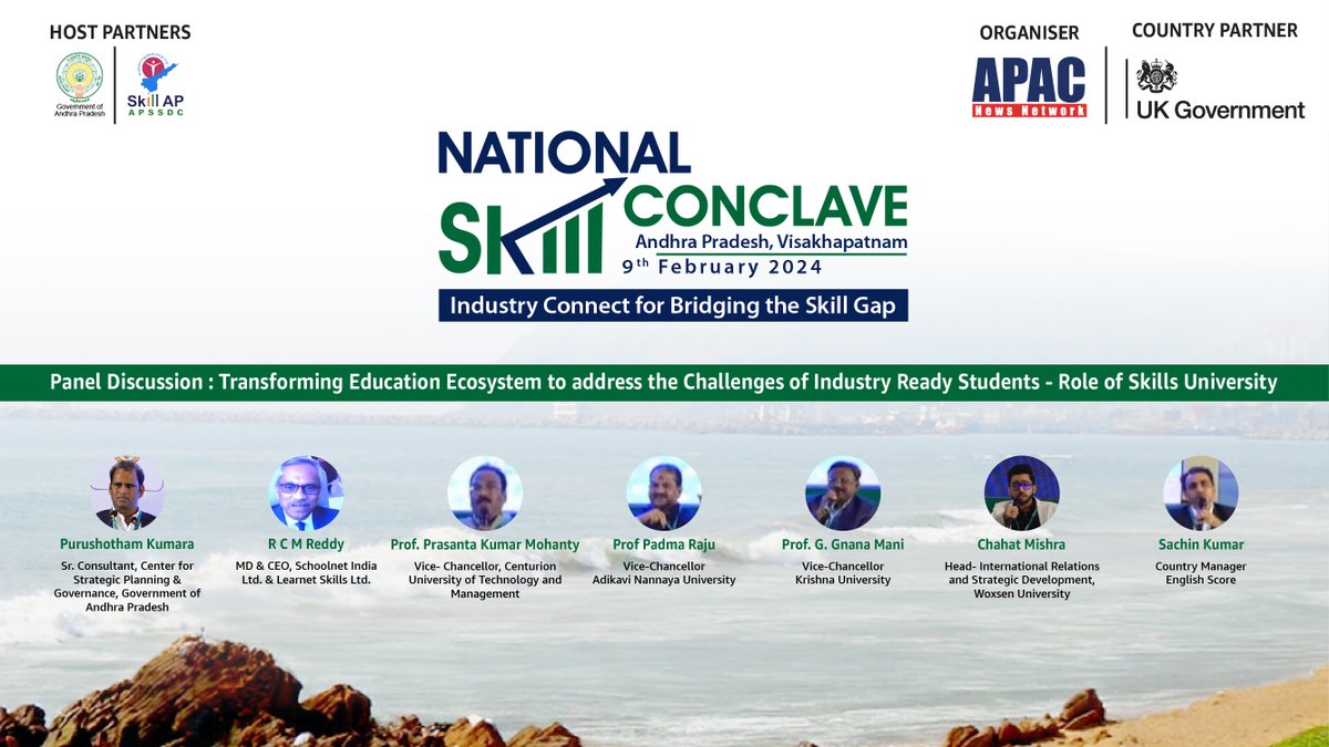 Apacnewsnetwork's tweet photo. APAC National Skill Conclave-AP: Transforming Education Ecosystem to address the Challenges of Industry Ready Students. 

Watch the full video here : https://t.co/LUdN78m84q

#APSkill #APHR #APACSkill #APACHR #HigherEducation @RCMReddy1 @purushothamview @ssureshias https://t.co/lbQ7f5bgyl
