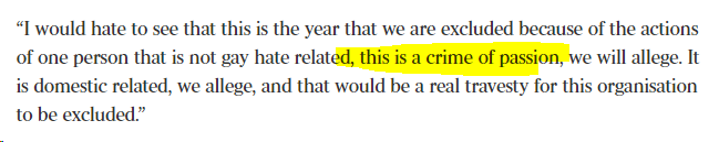 We are extremely disappointed to hear NSW Police Commissioner describe the alleged murder of Jesse Baird &amp; his partner Luke Davies as a ''crime of passion''. Domestic violence is never about passion, it is driven by obsession &amp; power. We will be communicating this to NSW police.