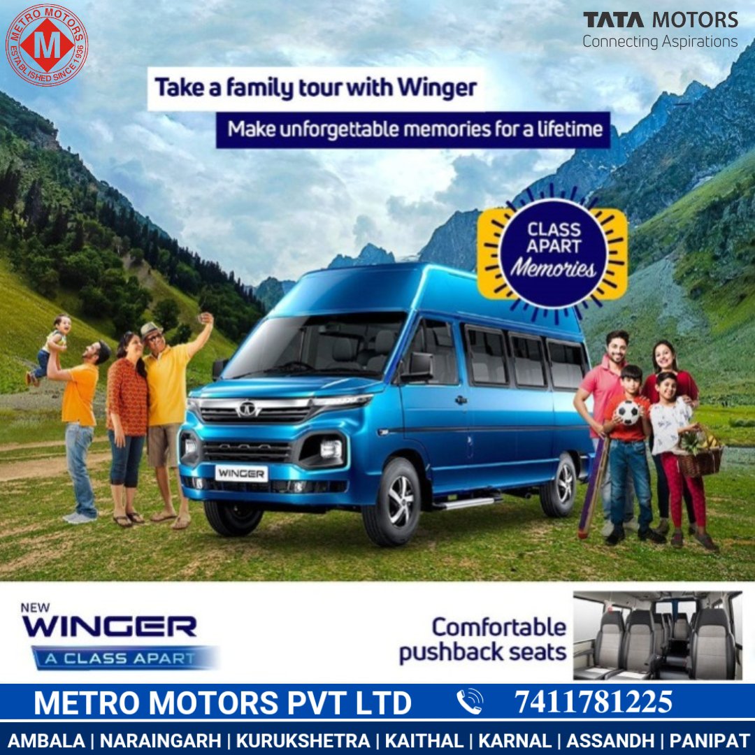 MetromotorsCv's tweet photo. Try Tata Winger which vehicle is perfect for both city driving and off-road adventures. With its spacious interior and comfortable seats, the Tata Winger is also great for long road trips.
अधिक जानकारी के लिए कॉल करें - ☎️ 7411781225 ☎️
.
#metromotorsprivateltd #TataMotorsWinger https://t.co/4THebxd5JN