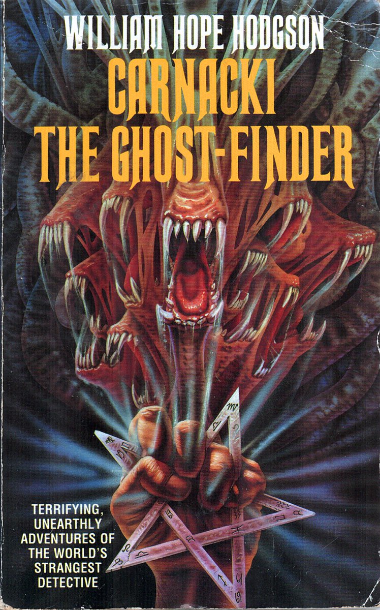 William Hope Hodgson, Carnacki the Ghost-Finder, Grafton, 1991. Cover: Luis Rey. First published 1913. #BookCover #WilliamHopeHodgson #LuisRey #Grafton #Carnacki #ghostfinder @thatsgoodweb @afrocosmist @retroscifiart @doberes