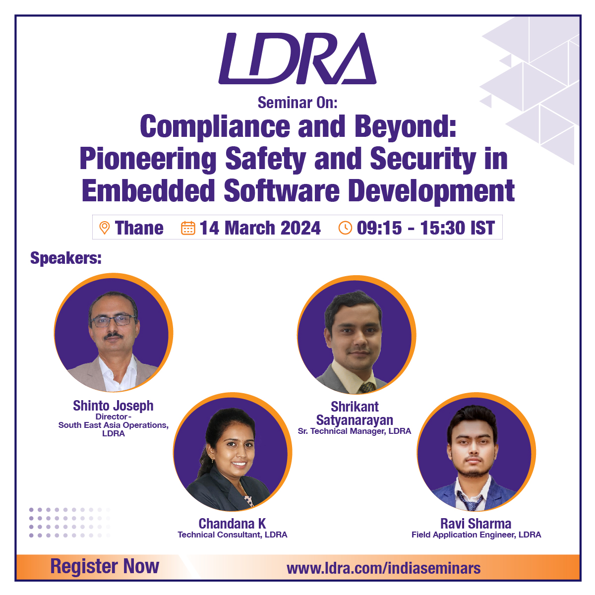 ESSSUMMIT's tweet image. Mark your calendars! 🗓️ Dive deep into safety &amp;amp; security in embedded software with LDRA experts on 14 March 2024. Register now! 🔗ldra.com/indiaseminars.   #TechSeminar #EmbeddedSoftware