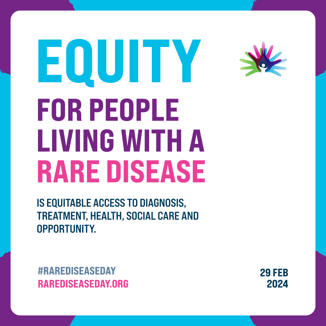 It is Rare Disease Day 2024: Let’s join together to support EQUITY for people living with a rare disease! #RareDiseaseDay2024 @rarediseaseday